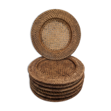 Set of 7 presentation plates in wicker rattan cannage