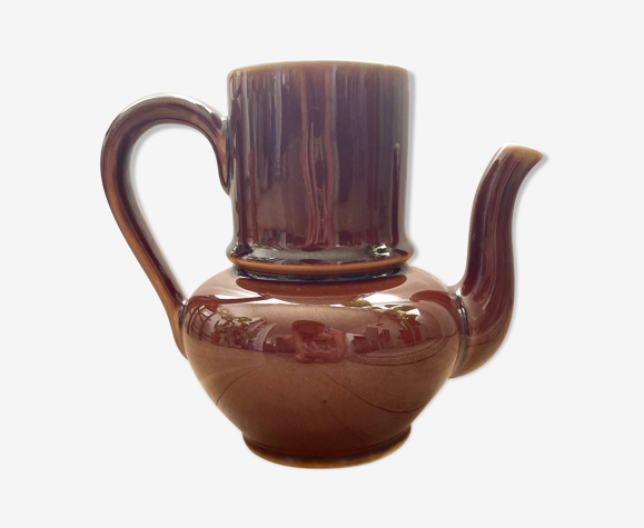 Théière / cafetière céramique email brun vintage
