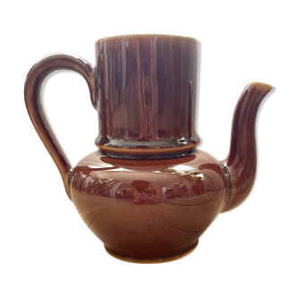 Teapot / ceramic coffee maker email vintage brown