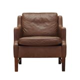 Brown leather armchair, Danish design, 1960s, production: Denmark