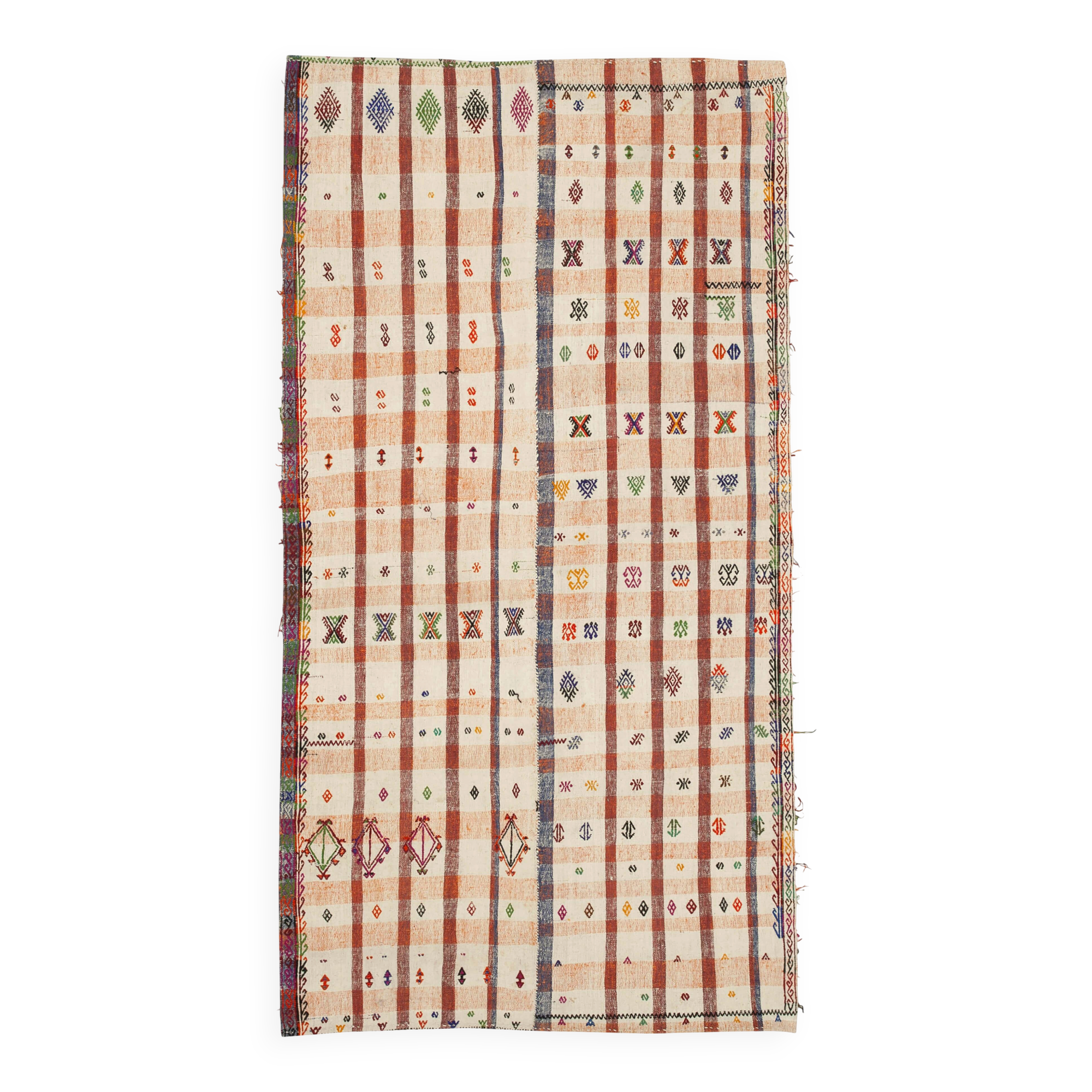 Turkish Handmade Vintage Anatolian Kilim 147 cm x 280 cm