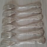 Set of 6 silver metal forks