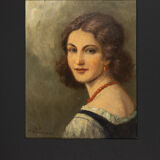 Portrait of a Woman from the 1920s, Oil on Plate, 55 x 60 cm