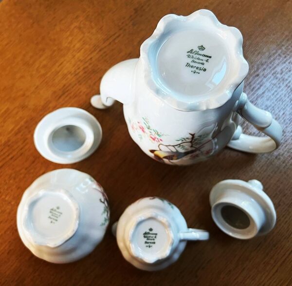 Service à café porcelaine blanche Seltmann Weiden Bavaria oiseau du paradis