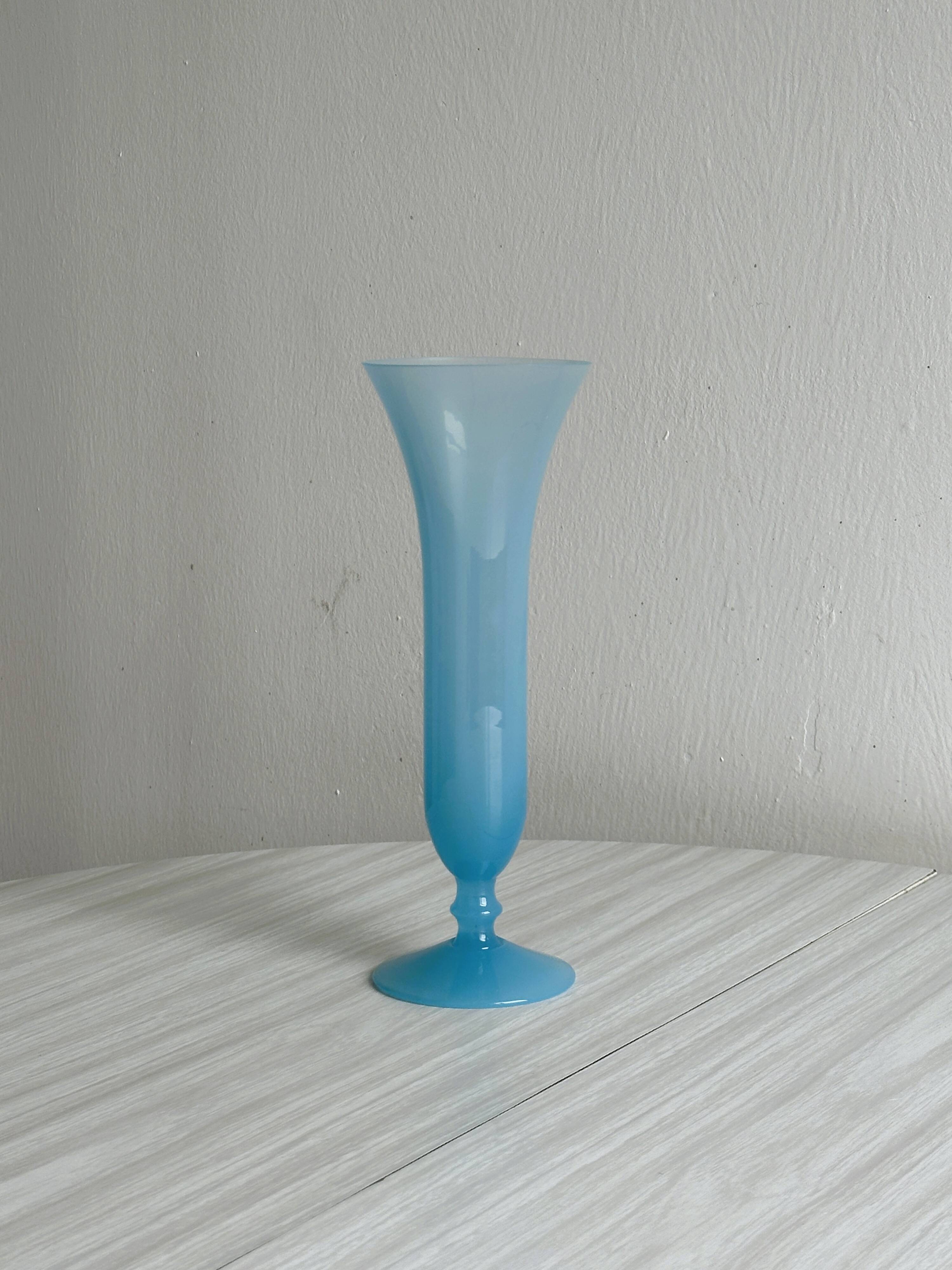 Blue opaline glass vase