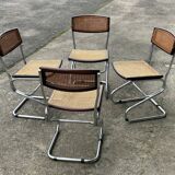 Set of Four Vintage Italian Tubular Chairs Bauhaus Style Marcel Breuer Circa 1970