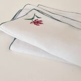 6 serviettes brodées main, 28 cm