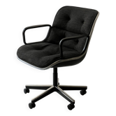 Fauteuil de bureau à roulettes en tissu chiné et accoudoir par C. Pollock pour Knoll international