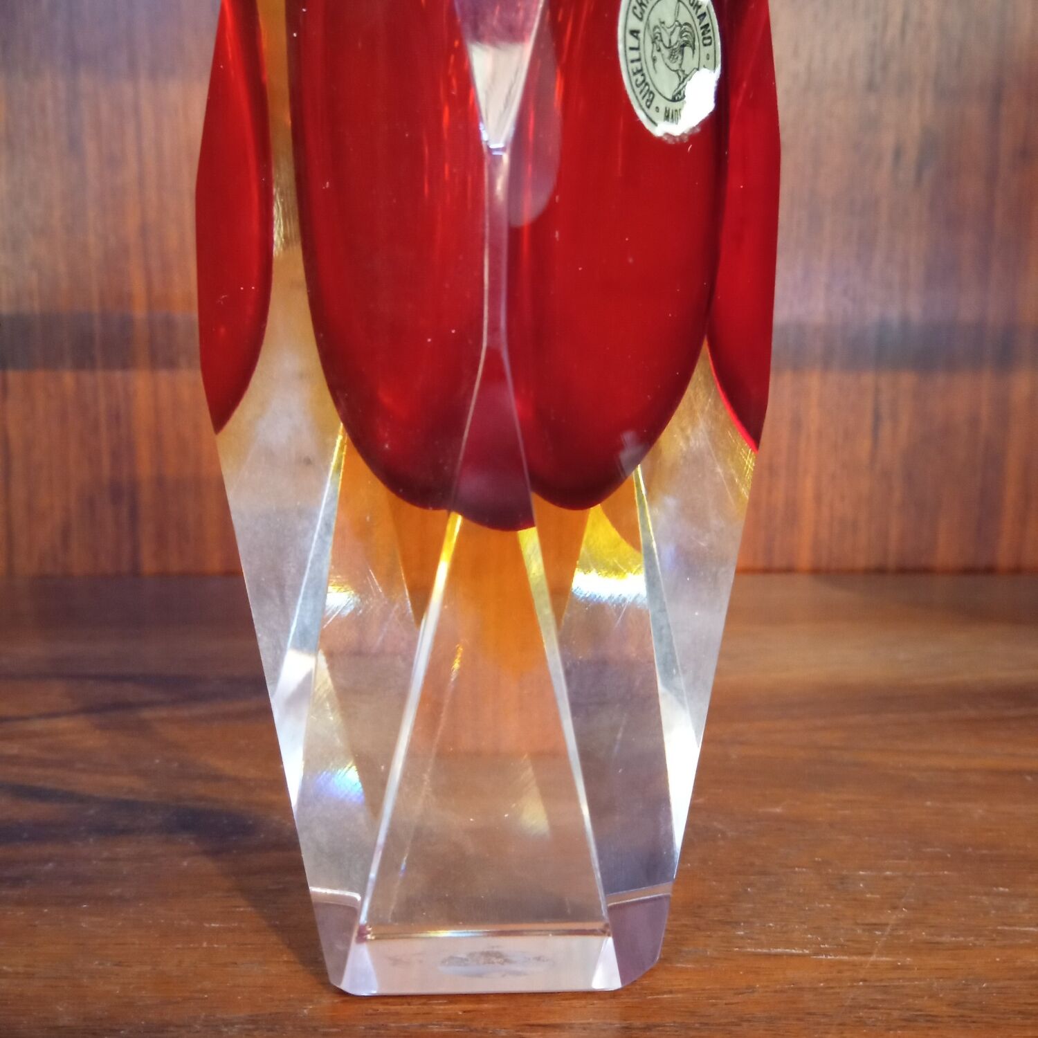 Red vase Flavio Poli Murano