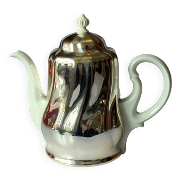 HKE porcelain coffee pot with silver plated metal warming hood - Vintage