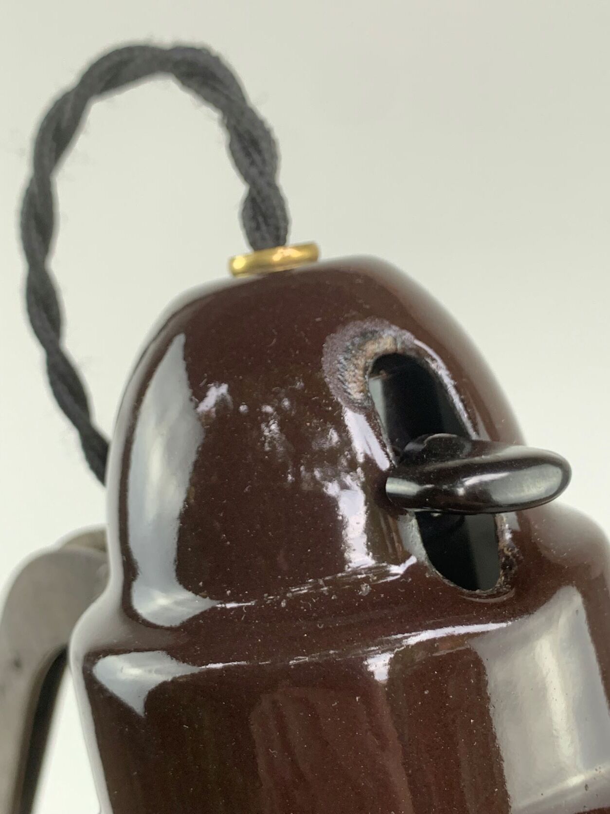 Lampe allemande 1930 émail brun marron bauhaus