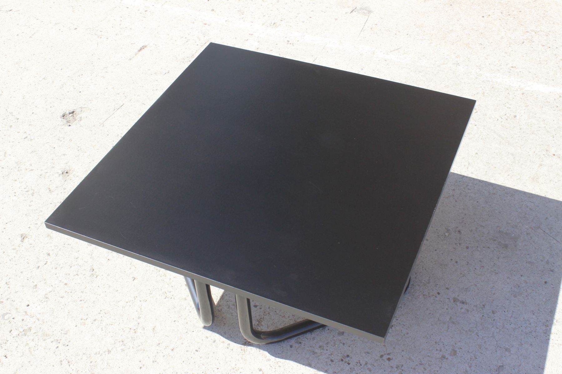 Vintage coffee table in steel and black melamine by Airborne, france, 1990s