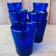 Lot de 11 verres vintage bleus