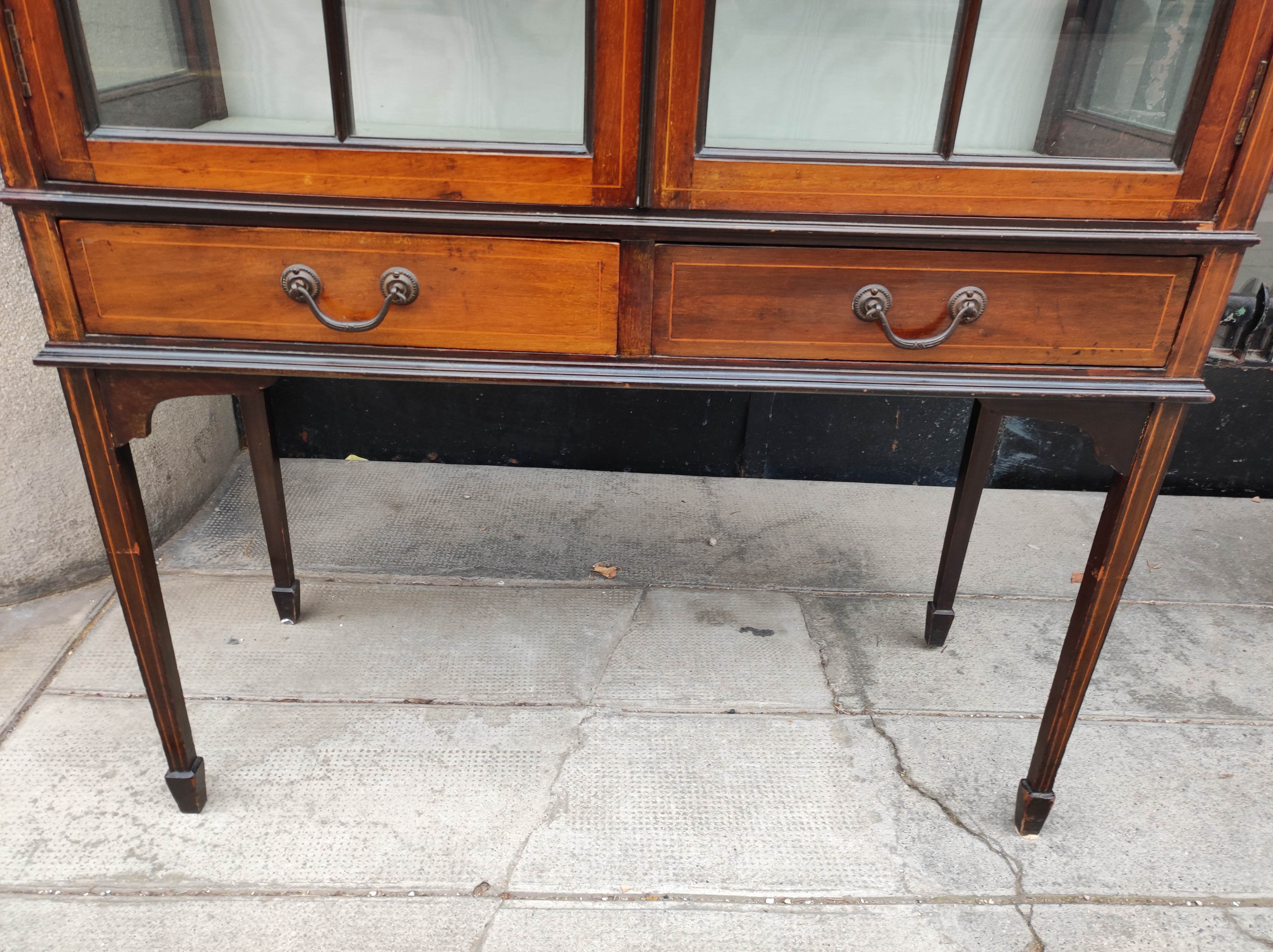 English art nouveau showcase. mahogany