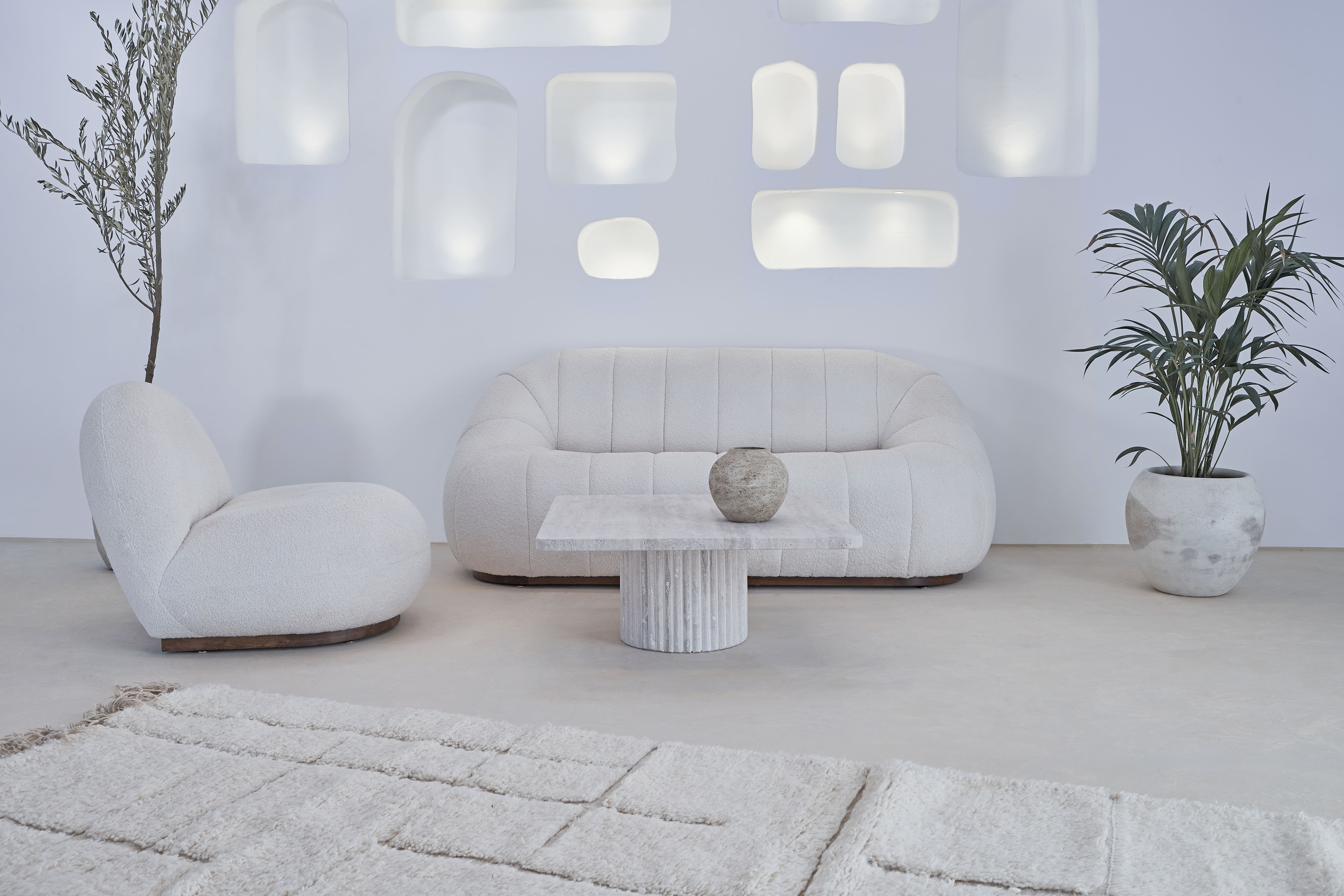 Natural travertine square Kalia coffee table 90x90