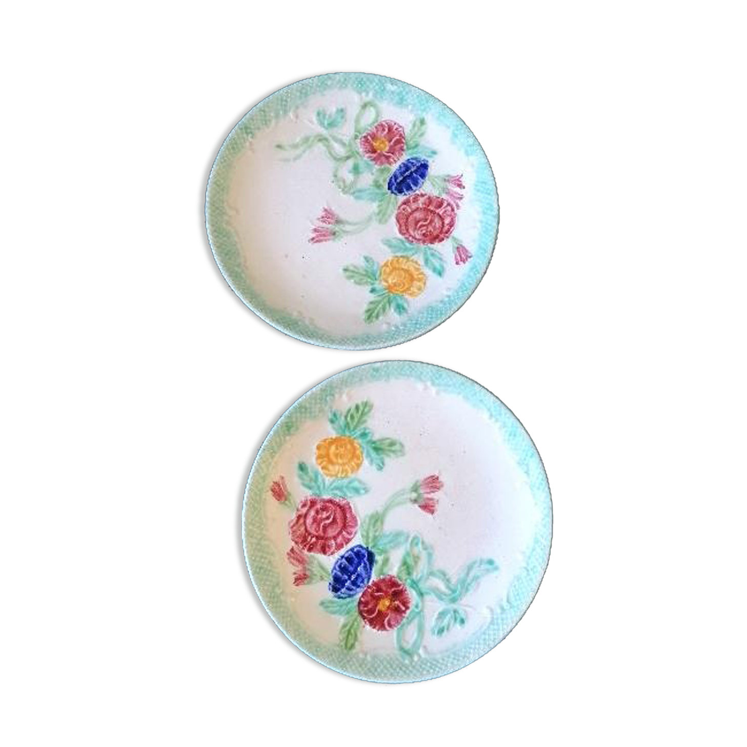 Rare pair of plates in salins flowery slurry