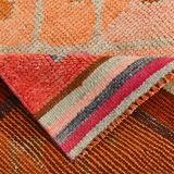 Pastel Tones Geometric Turkish Vintage Hallway Runner Rug, 95x345 Cm