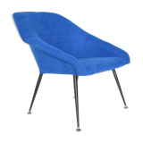 Vintage polish armchair shell, fully renovated, 1960s, fabric, chrome