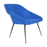 Vintage polish armchair shell, fully renovated, 1960s, fabric, chrome