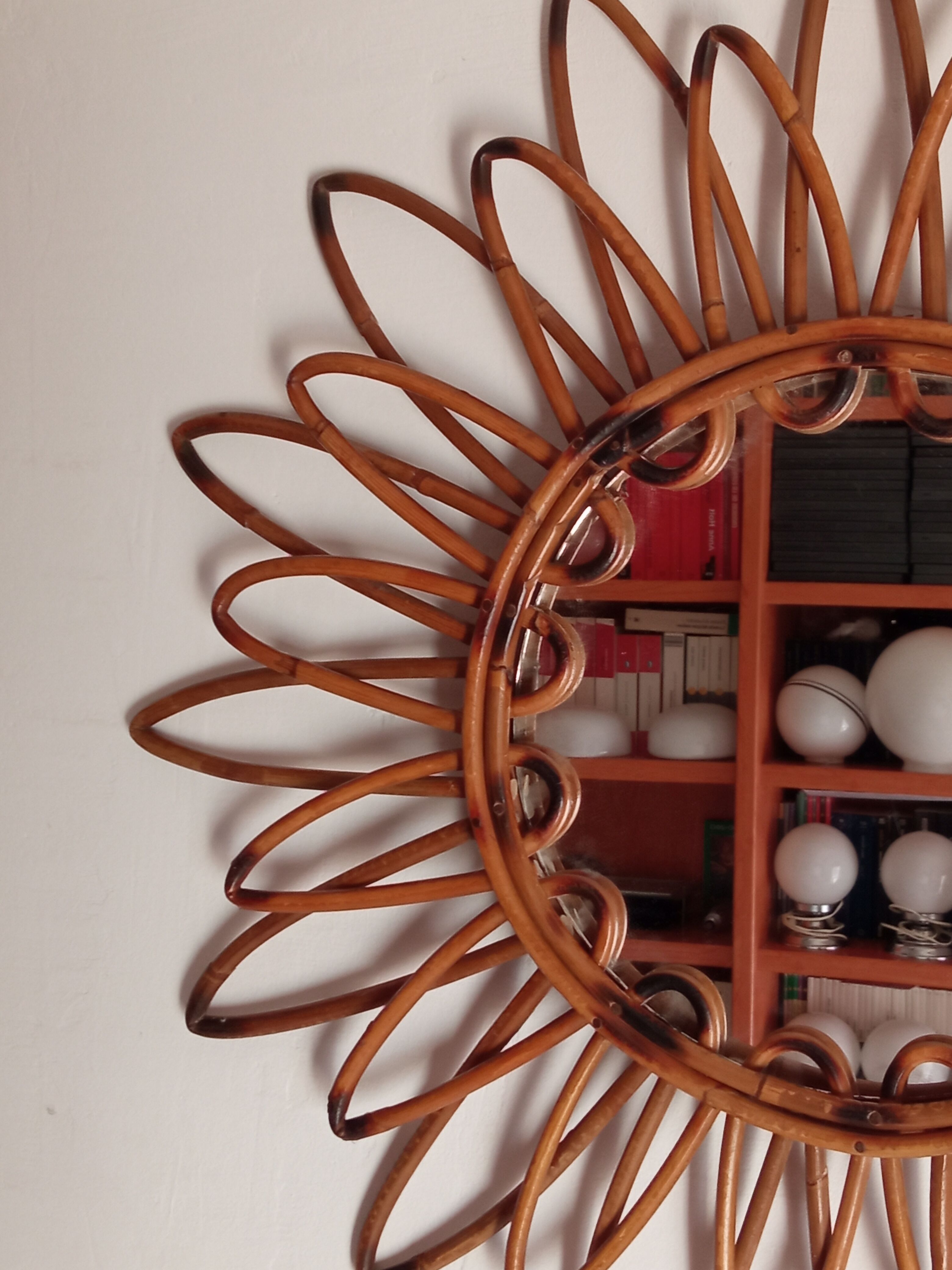 Miroir en bambou vintage 57cm