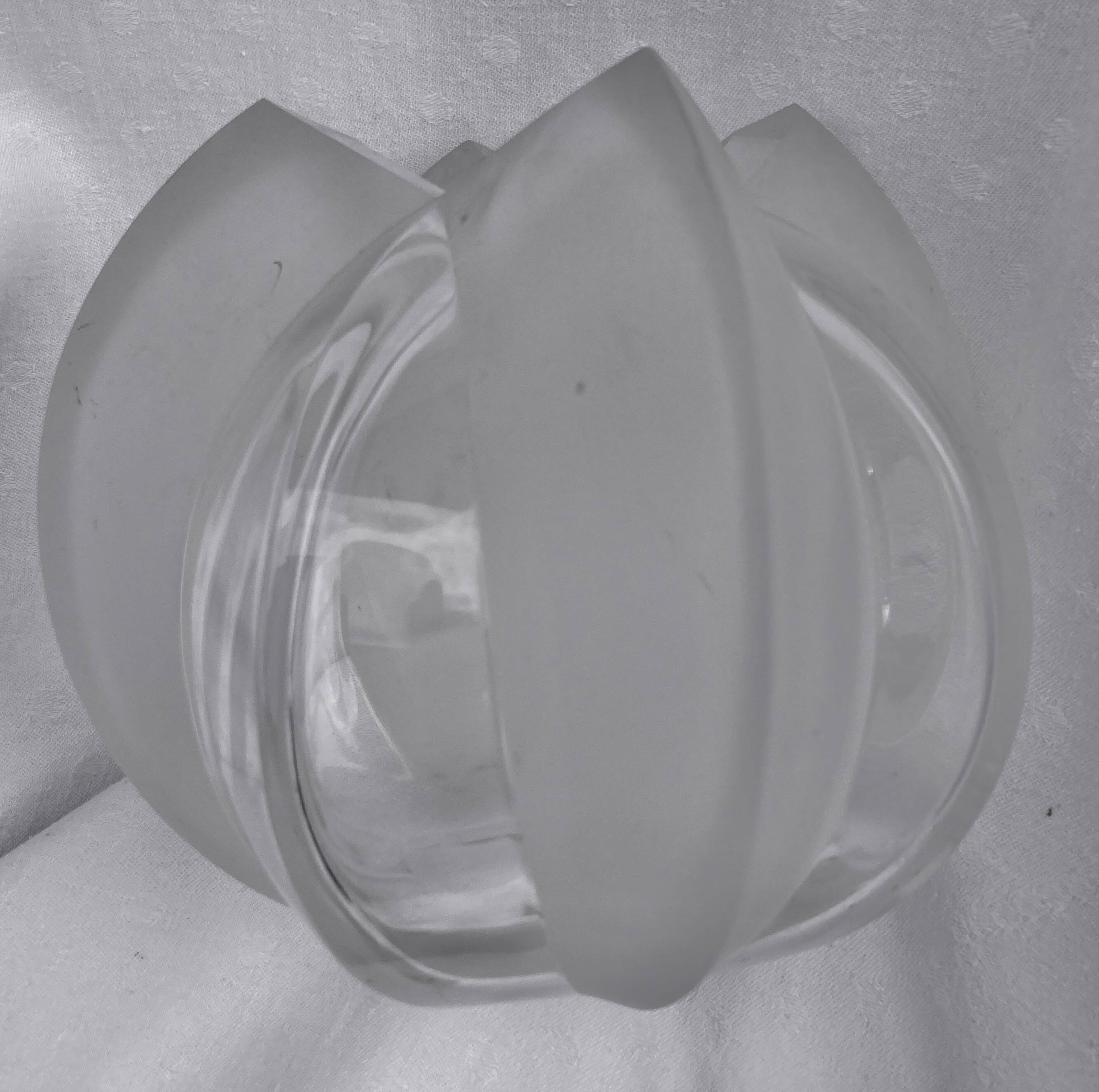 Polylobed crystal vase, partly satin-finished, art glass vintage design, 70s