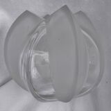 Polylobed crystal vase, partly satin-finished, art glass vintage design, 70s