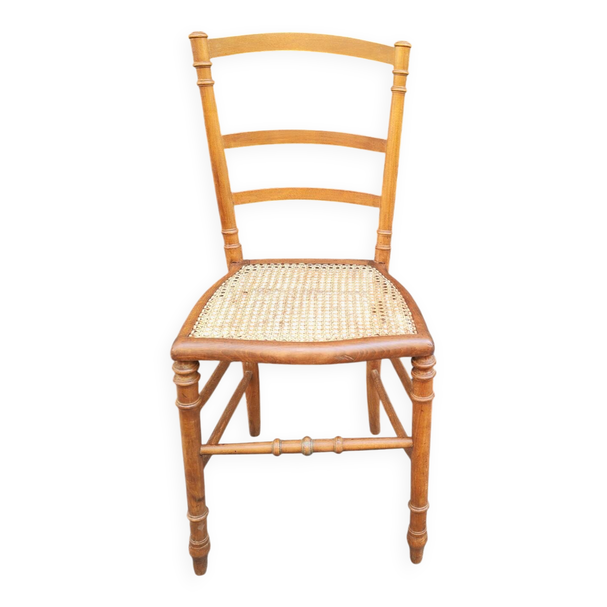 Chaise ancienne en bois et canage