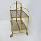 Mid-century modern folding bar cart in brass and ribbed acrylic glass, 1970s