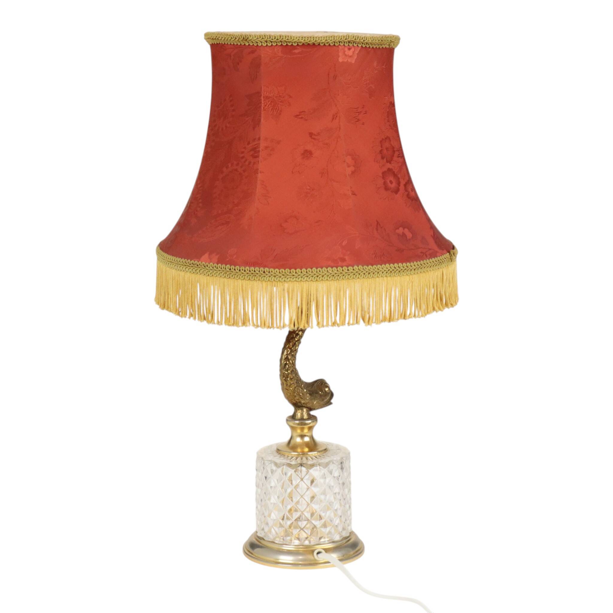 Vintage Brass Table Lamp Mythical Dolphin 45cm