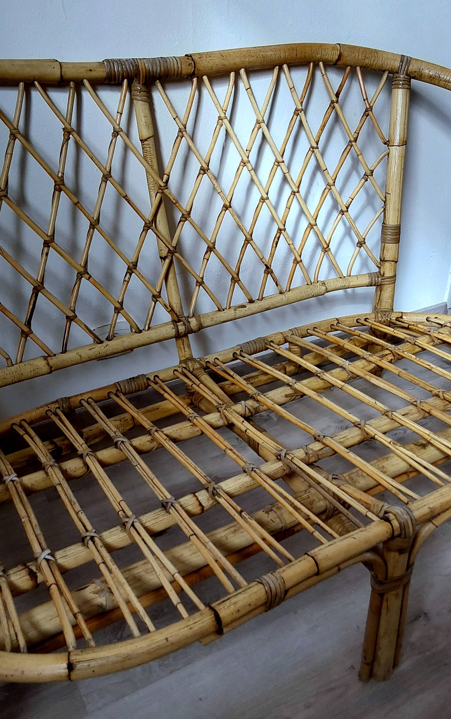 Banquette en rotin vintage
