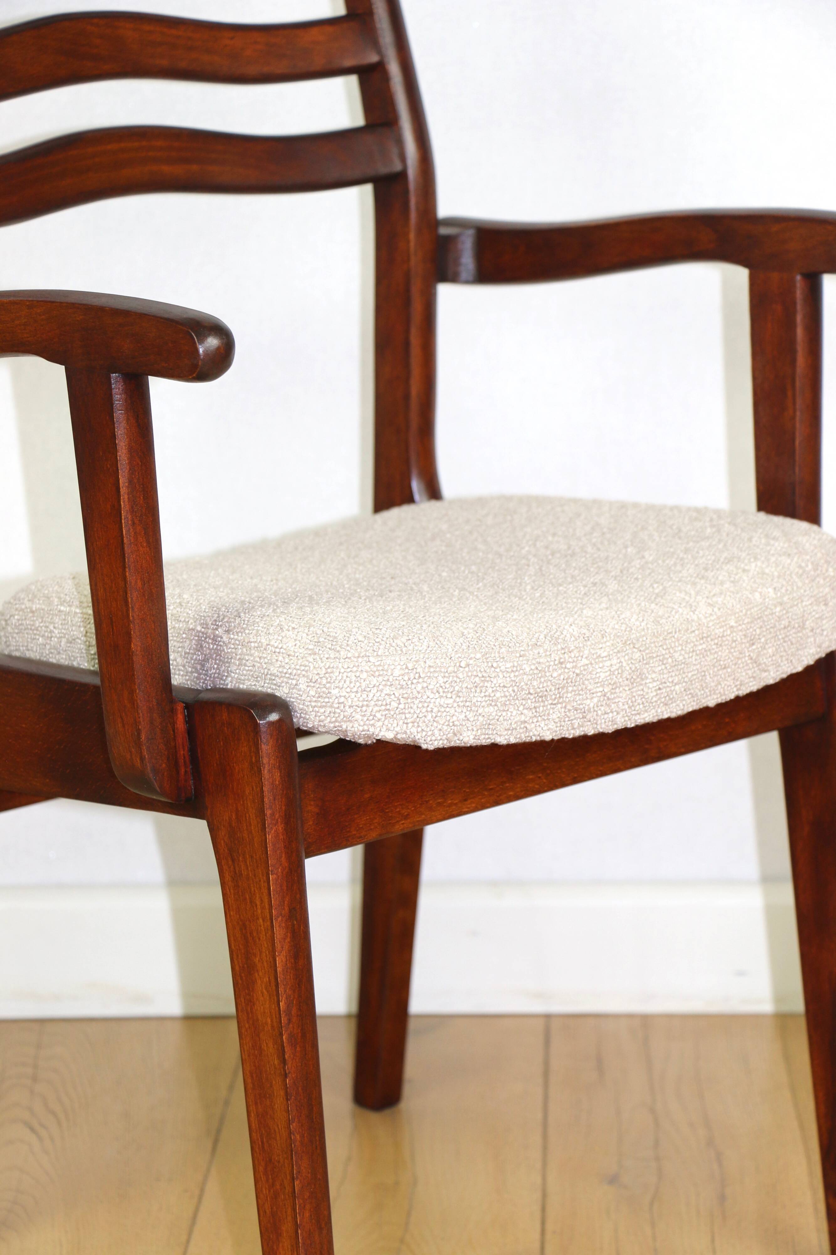 Office chairs vintage beige boucle - set of 3