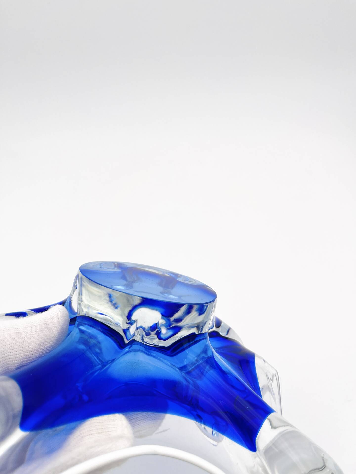 Cup Josef Hospodka Chribska Cristal Bleu Cobalt White Trim 24cm