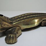 Casse-noix zoomorphe alligator crocodile laiton xl 35cm vintage