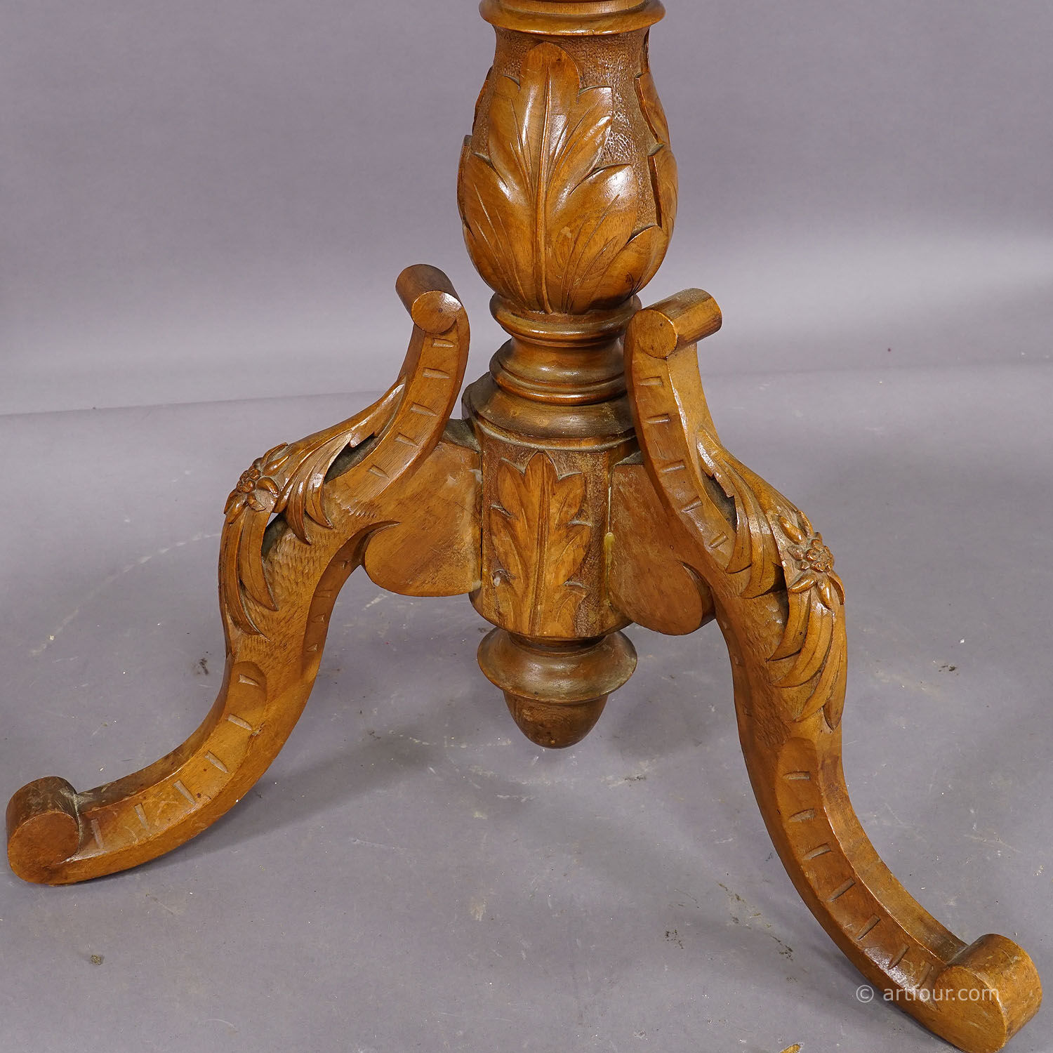 Edelweiss marquetry side table Brienz Switzerland 1900