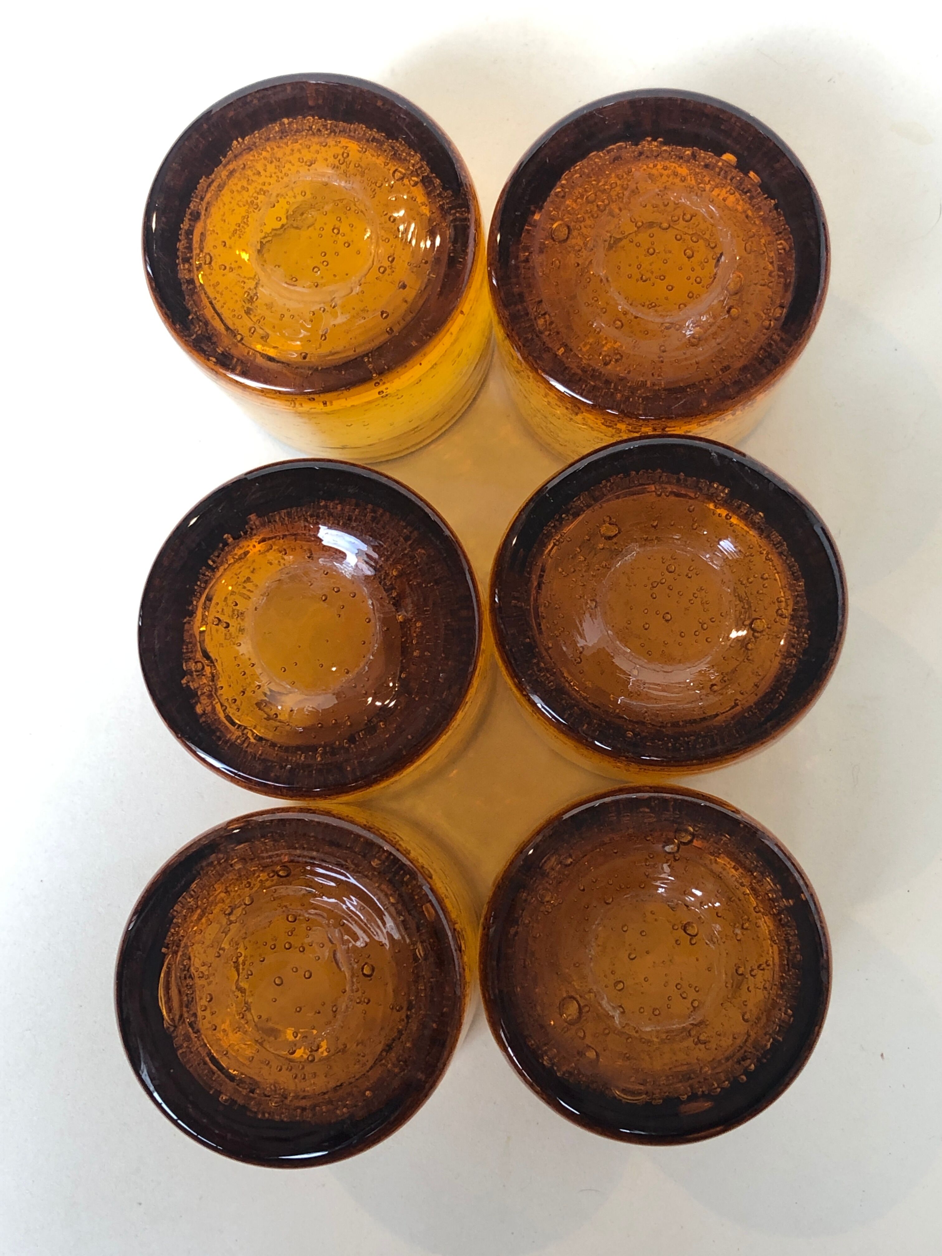 Set of 6 real Biot glass handmade