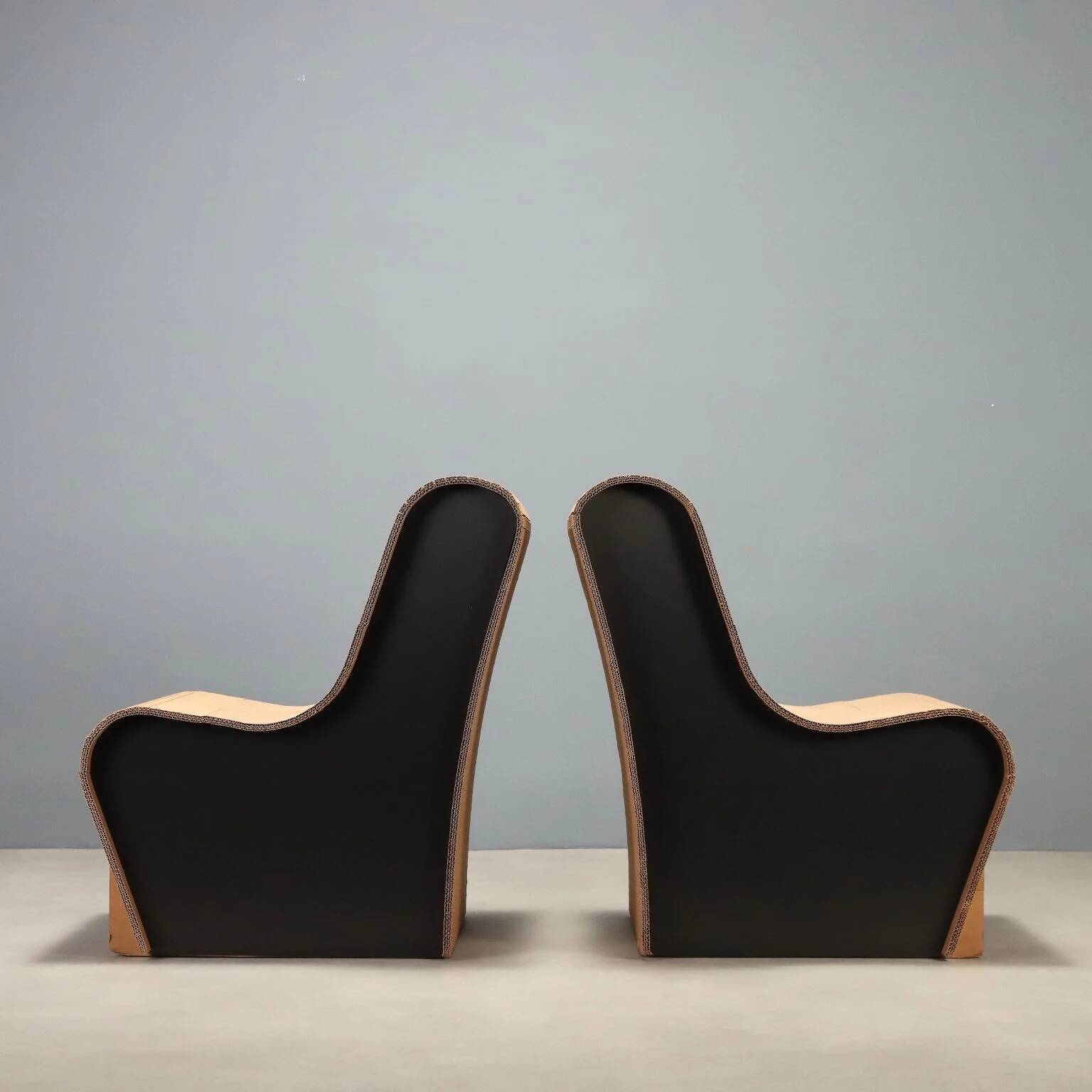 Lot de 4 fauteuils modernes en carton et Forex, années 2000