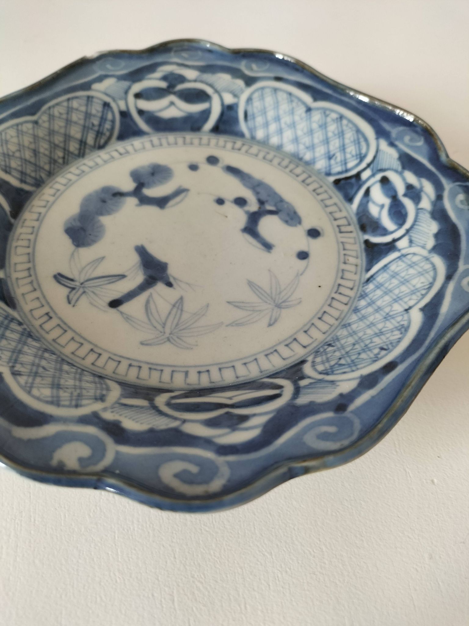 Antique Japanese porcelain cup – Arita blue decoration, late 19th century