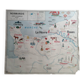 Vintage school map mdi France Normandy Paris Basin.