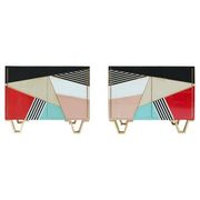 Mid Modern Italian Colored Glass Sideboards with Solid Wood Structure and Brass
