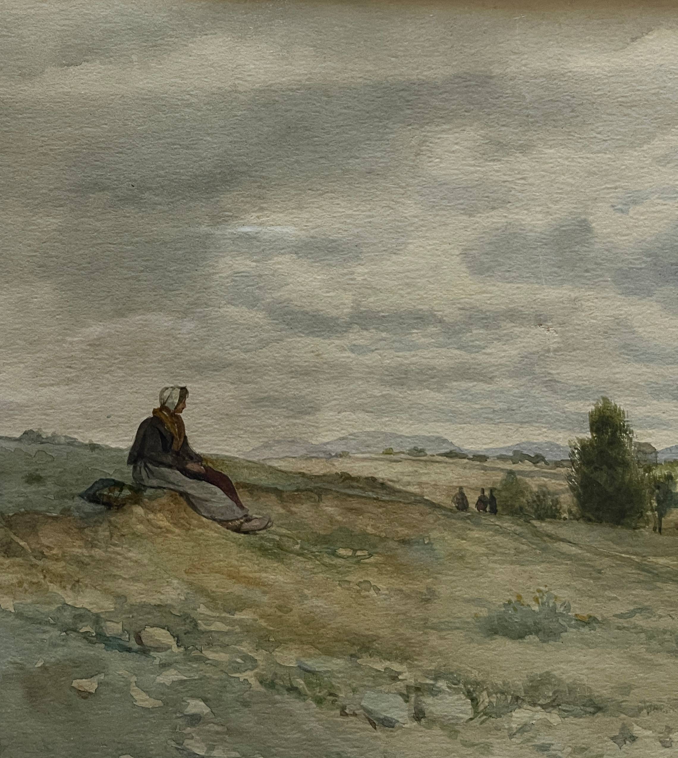 Watercolor painting Florian N. CABANE (1831-1922) Provençal painter