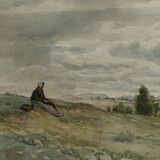 Watercolor painting Florian N. CABANE (1831-1922) Provençal painter