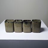 Chinese tea set in glazed terracotta, teapot and 4 cups, 1980s.