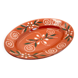 Artisanal oval dish of Portugal in glazed and flowery clay