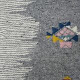 Ethnic Tribal Grey Berber Kilim Rug with Traditional Pattern