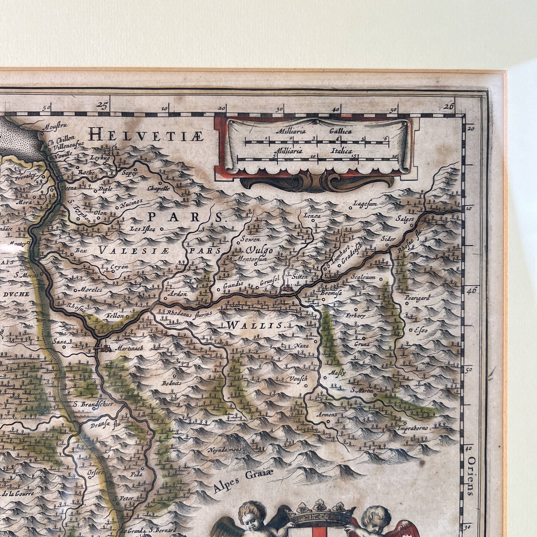 Geographical map of Savoie by Johannes Janssonius, engraving from the 17th century.