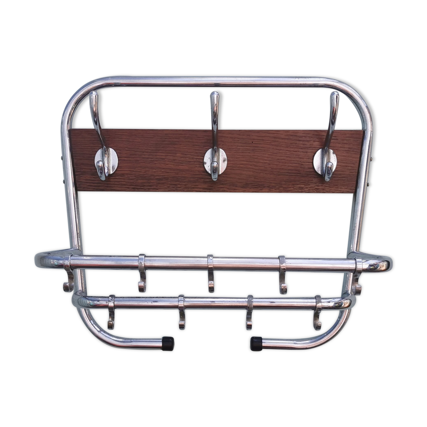 Vintage metal wall coat rack from the seventies
