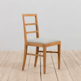 Set Of 6 Mid Century oak dining chairs by Fritz Hansen, natural wool upholstery, 1950s