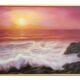 Peinture à l'huile "Coucher de soleil en mer"