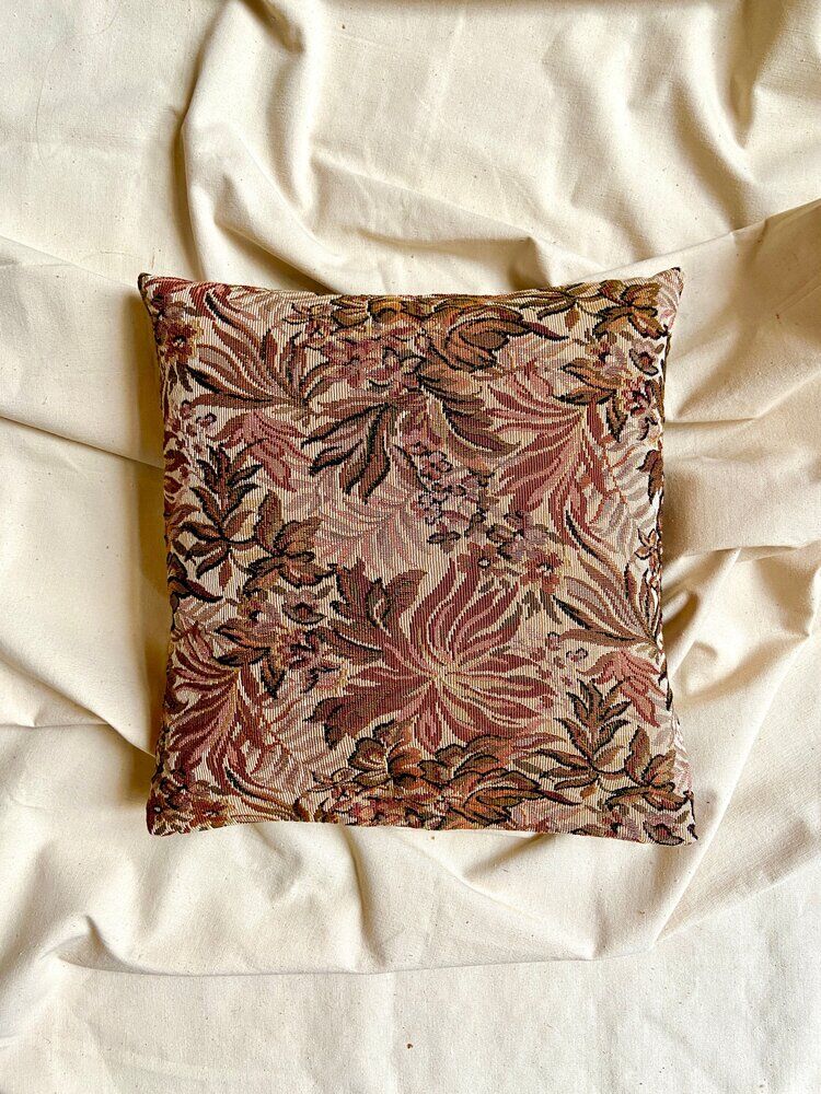 Coussin en jacquard à fleurs 40 cm