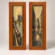 Set of 2 vintage paintings – Views of Paris – Wooden frames
